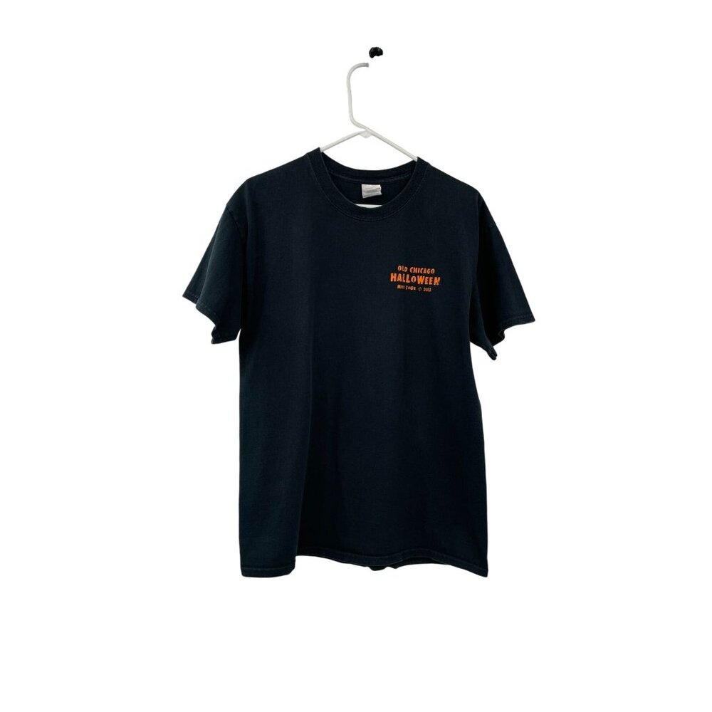 Gildan 2013 Old Chicago Apocalypse T-Shirt Unisex L Used Black Orange Halloween